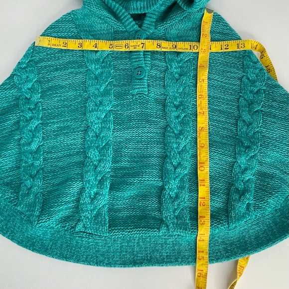 Crazy 8 Girls Cable Knit Hooded Poncho Soft Cotton Acrylic Blend Green XS 4 - Picture 12 of 12